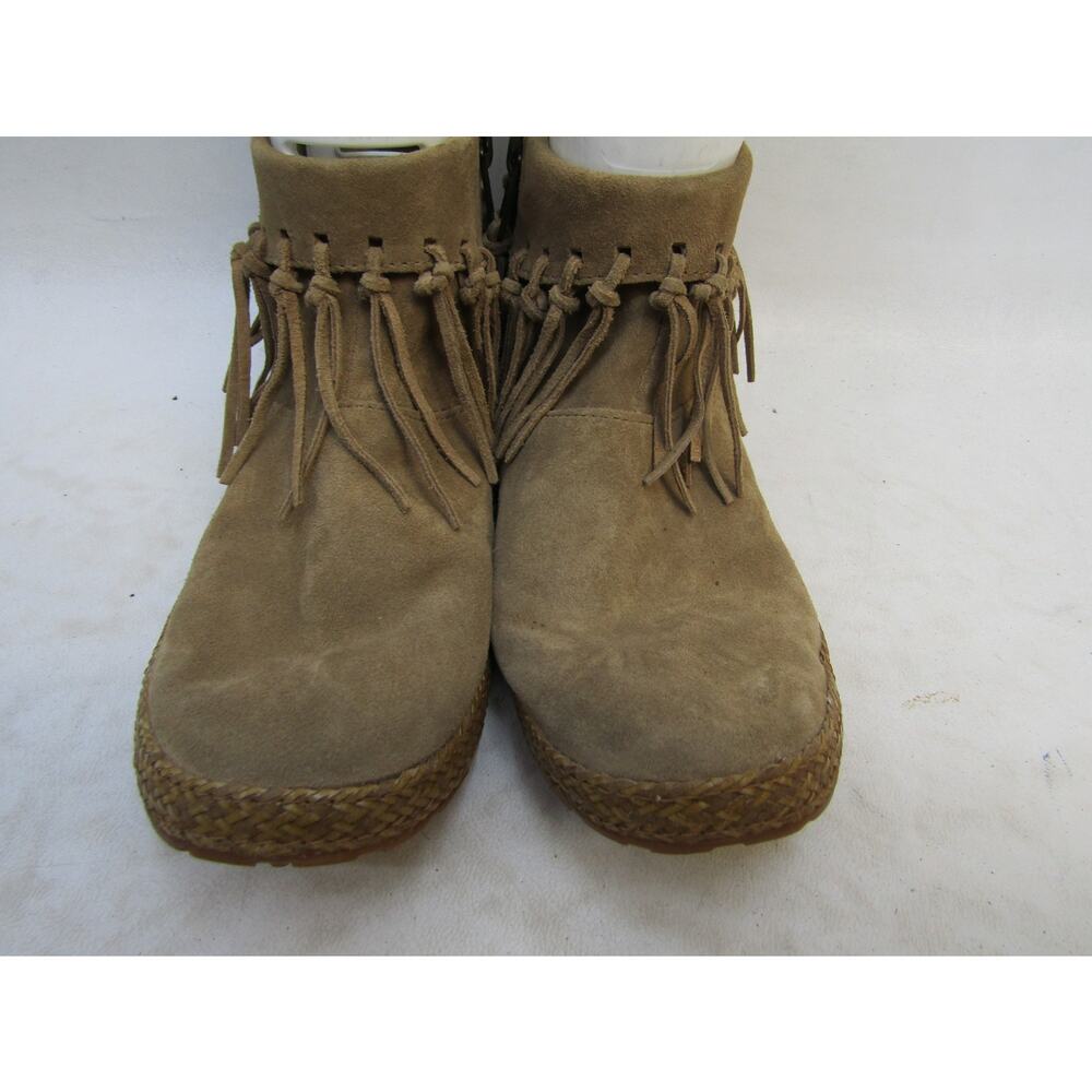 UGG Womens Size 6.5 M Brown Suede Fringe Zip Ankle Fashion Boots Bootie - Picture 6 of 11
